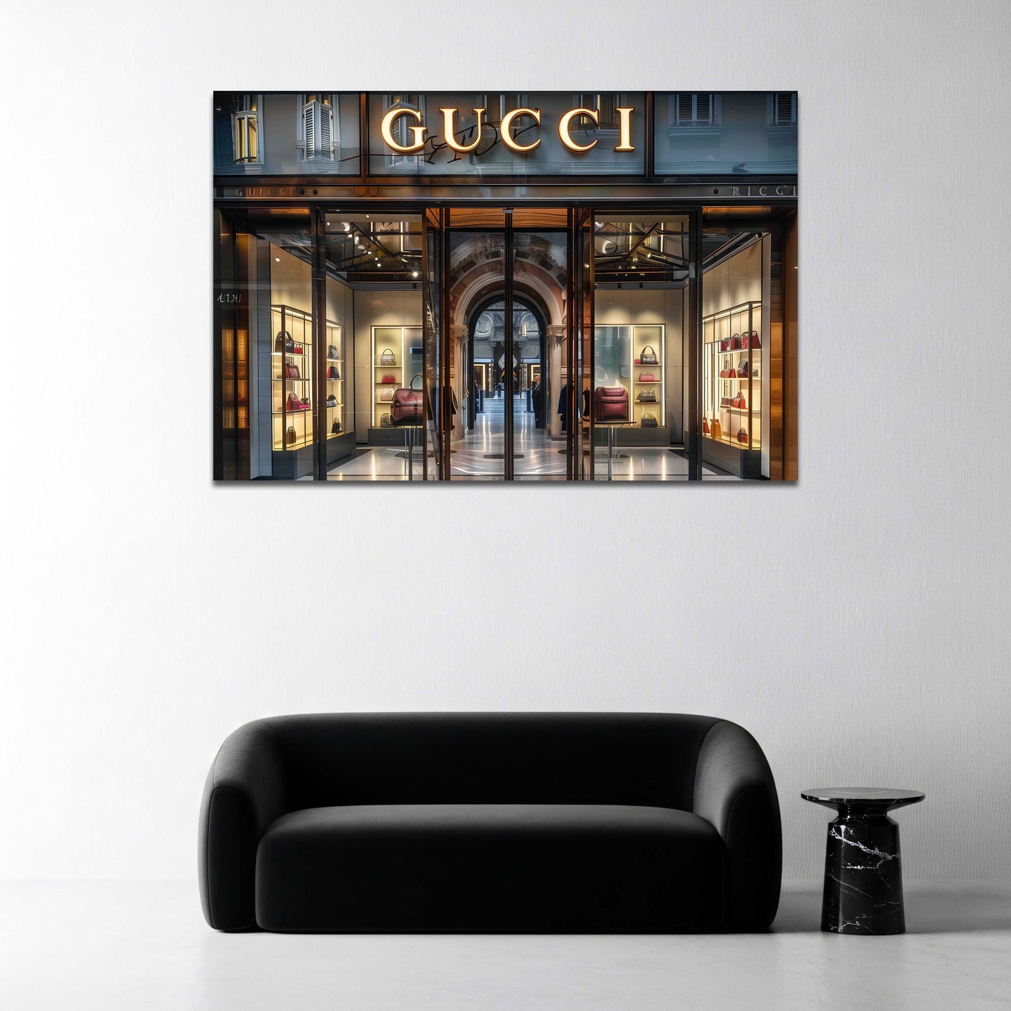 Moda boutique di lusso per vetrina di borse quadro