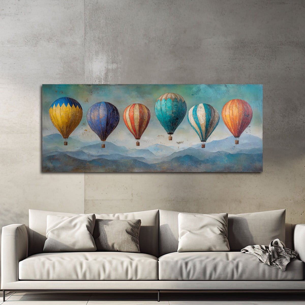 Quadro panorama mongolfiere in soggiorno