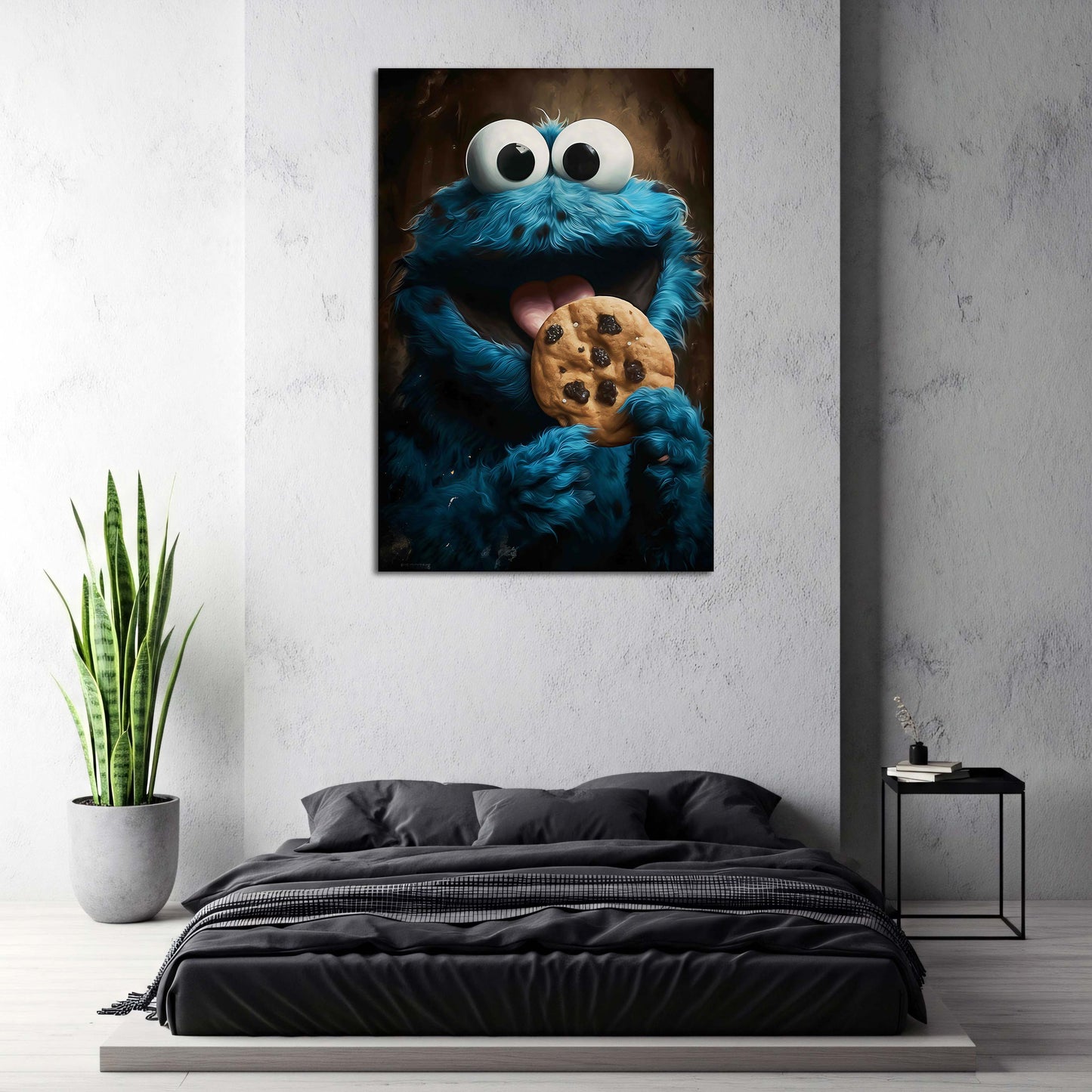 Mostro blu biscotto stampa artistica arte fumetto quadro