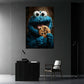 Mostro blu biscotto stampa artistica arte fumetto quadro