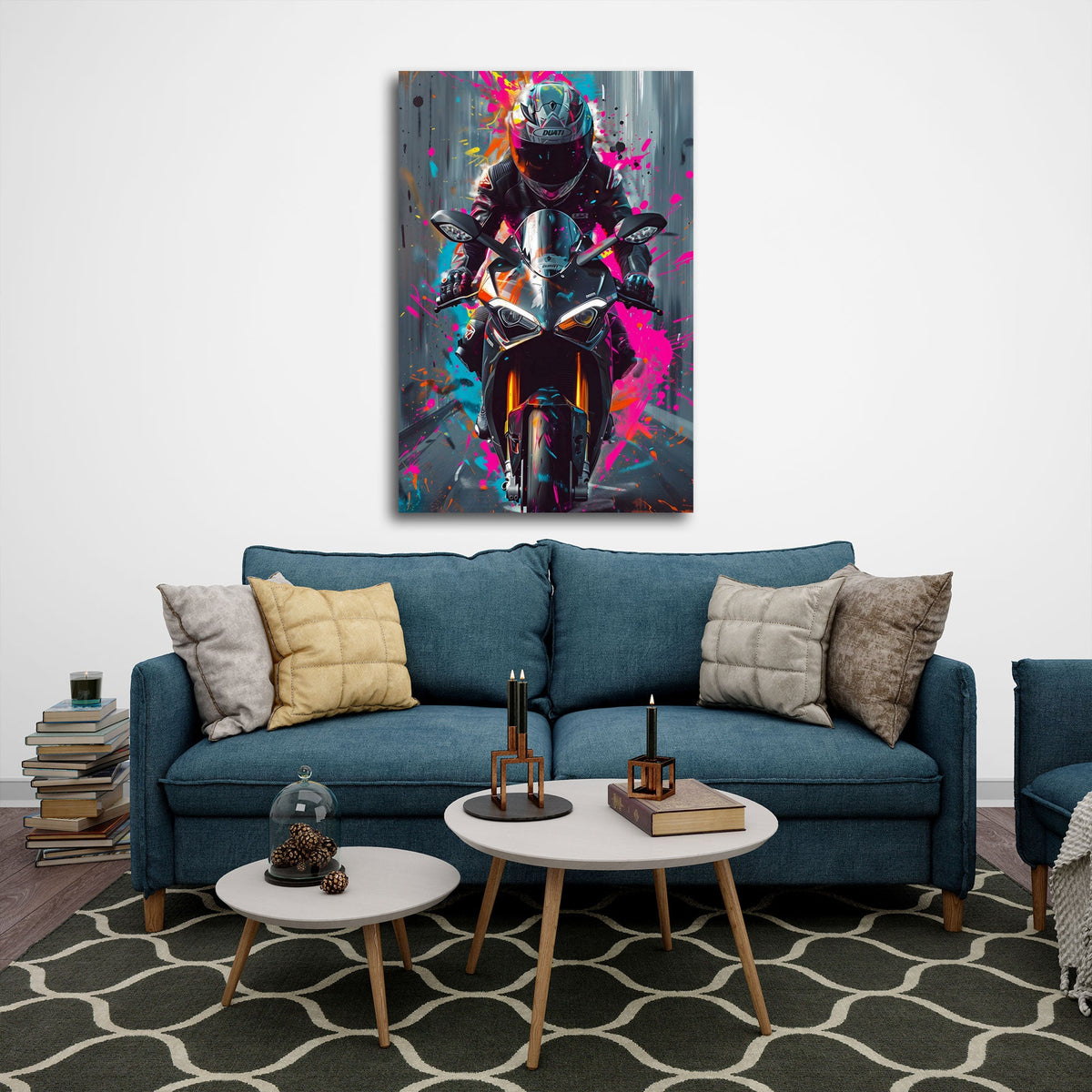 Quadro moto Ducati street art in soggiorno