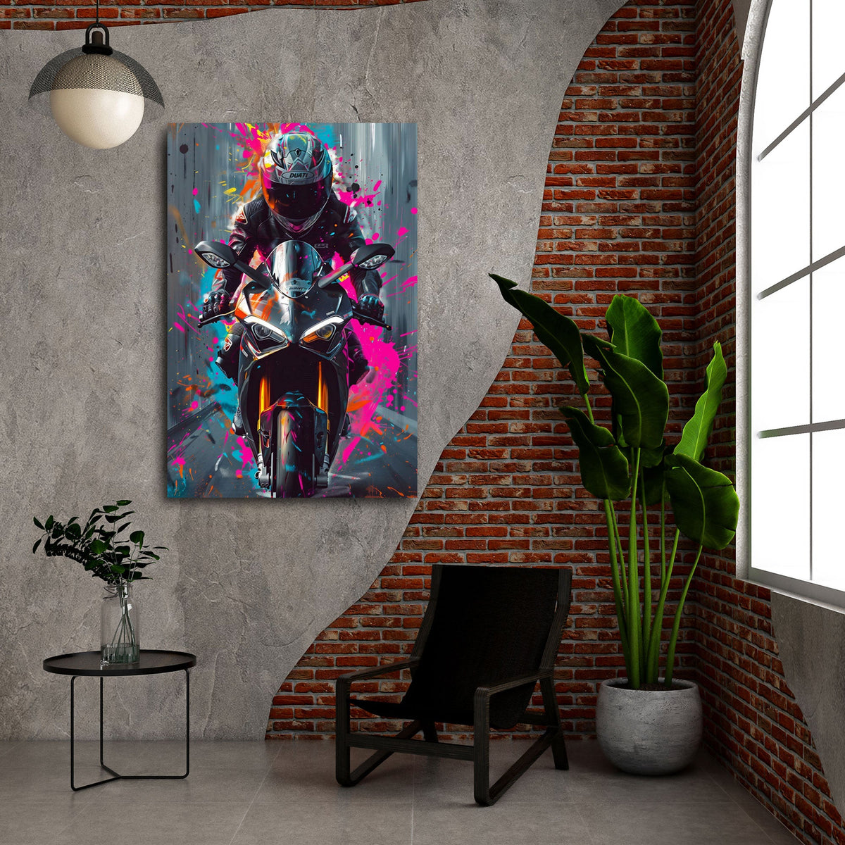 Quadro moto Ducati street art ambientato