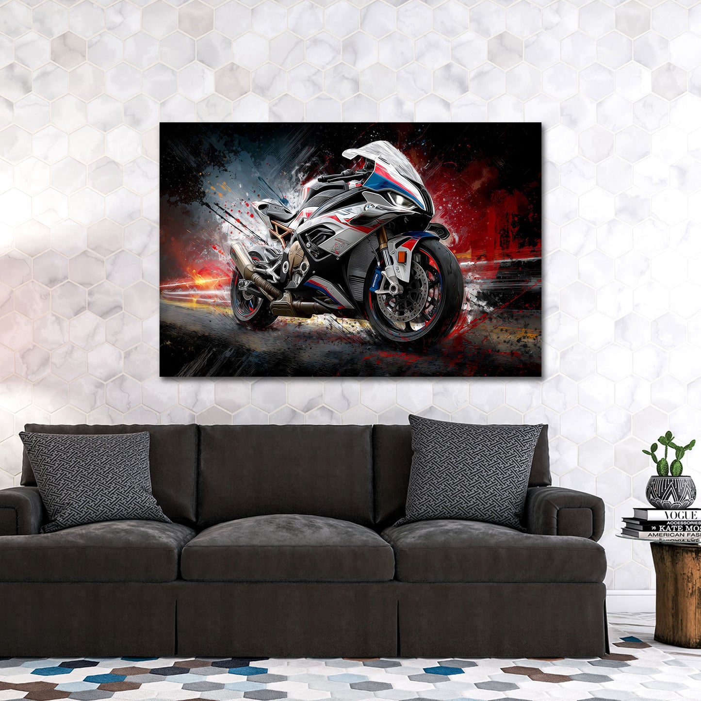 Moto sportiva e velocità dinamico in stile Pop Art quadro