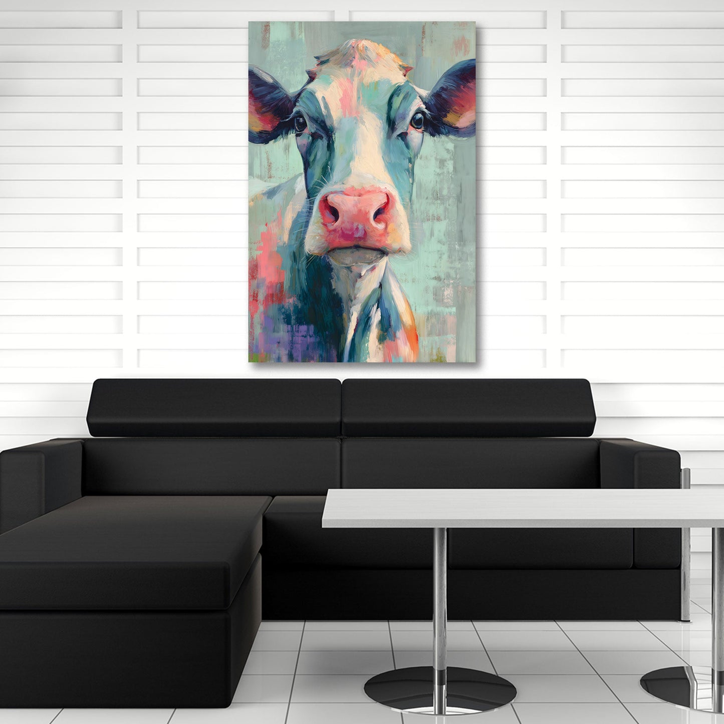 Mucca ritratto artistico pastello dai toni caldi quadro