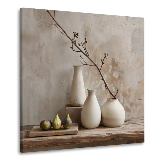 Natura morta minimalista vasi con colori intensi quadro