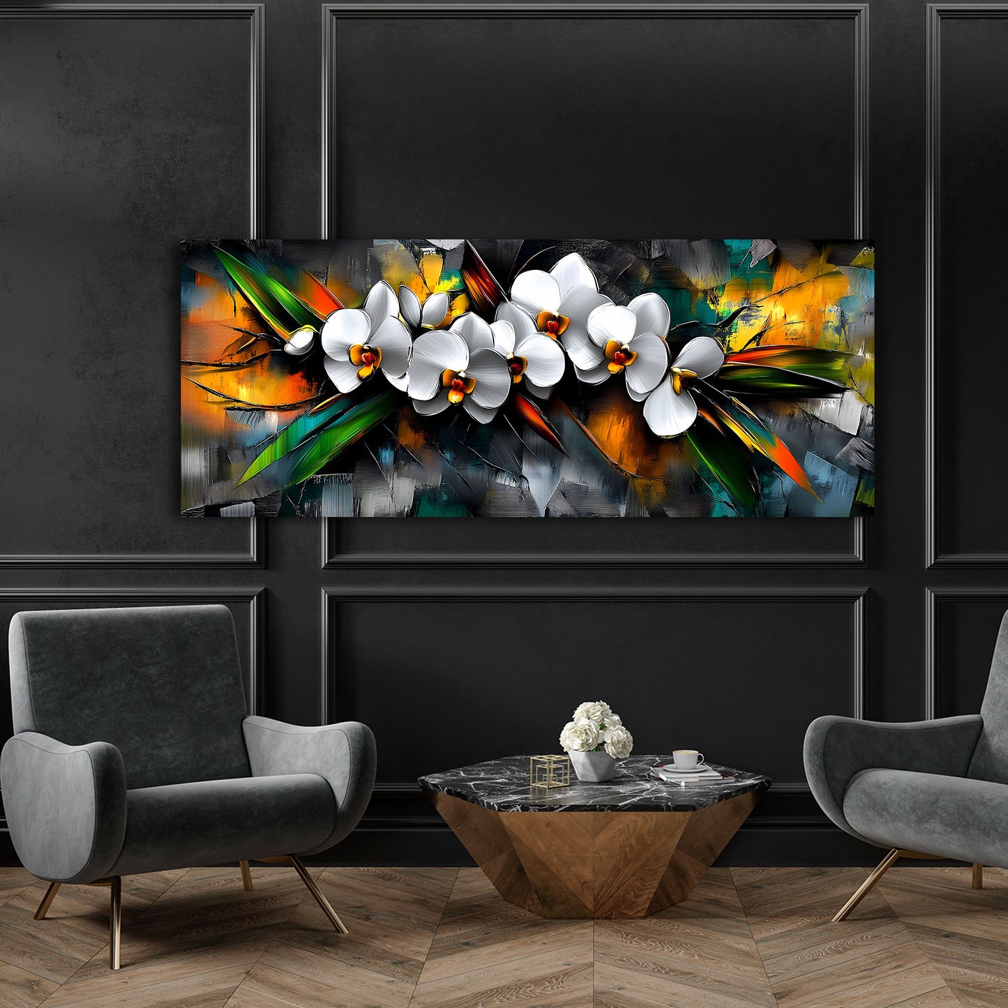 Orchidea bianca astratta moderna fiori Pop Art quadro