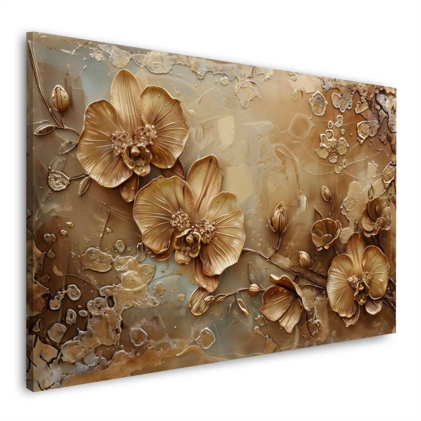 Orchidee dorate eleganti con effetto visivo unico quadro