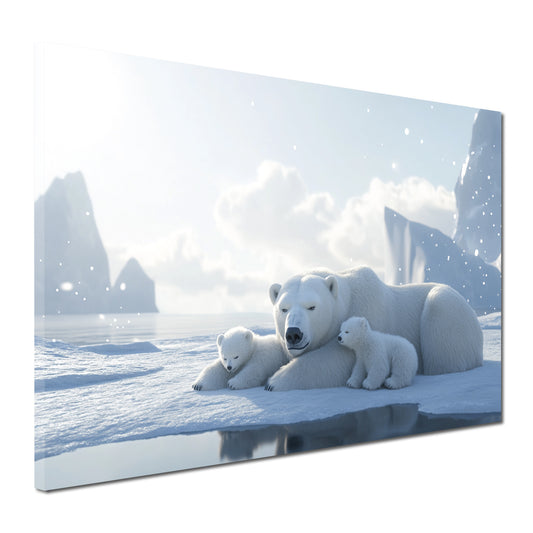 Orsi polari artico neve famiglia quadro