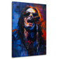 Ozzy con occhiali da sole canta al microfono espressivo quadro