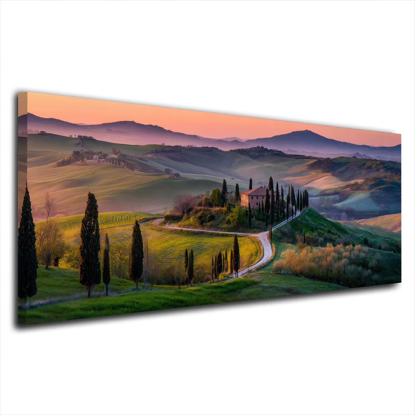 Paesaggio toscano al tramonto panorama quadro - Mockup 1