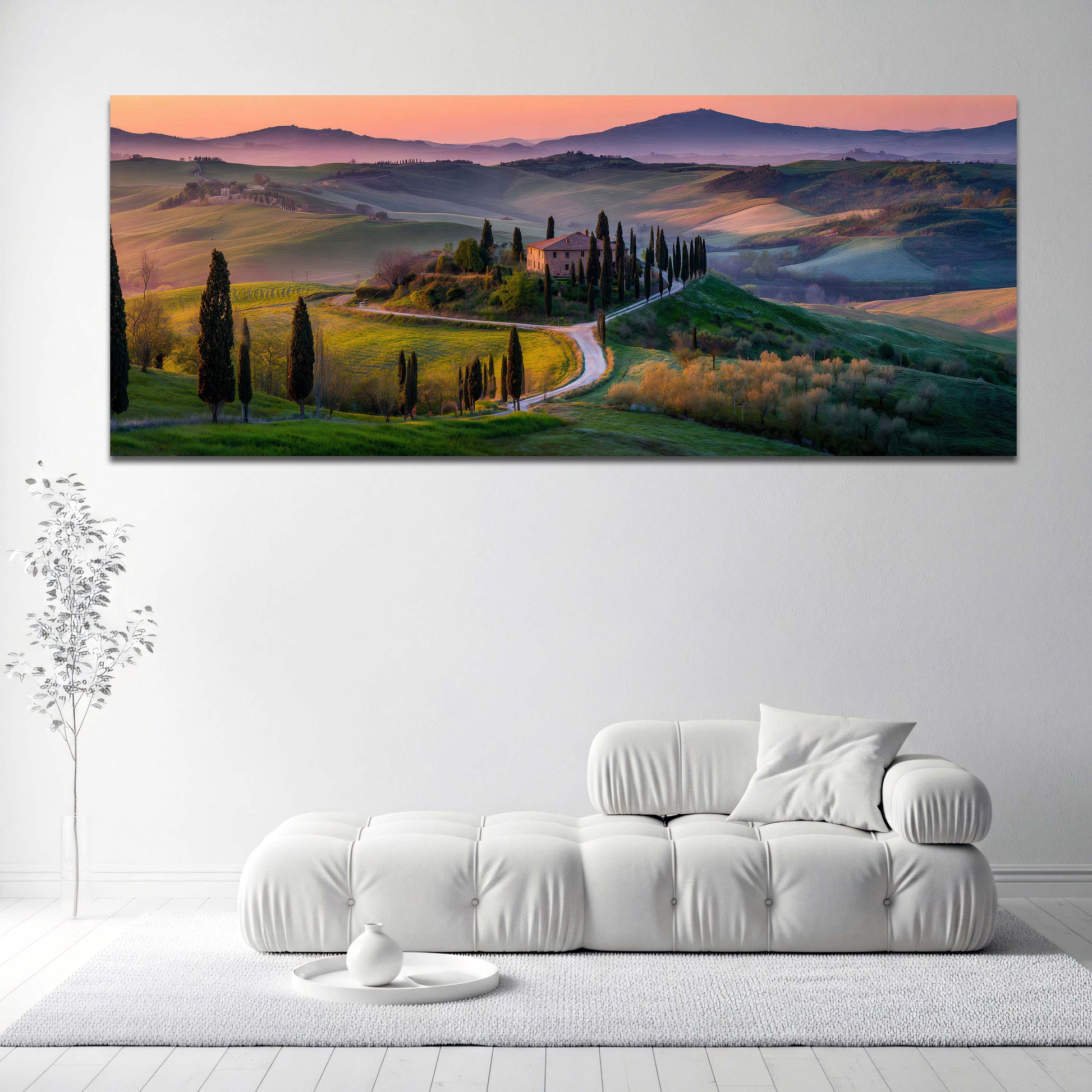 Paesaggio toscano al tramonto panorama quadro - Mockup 2