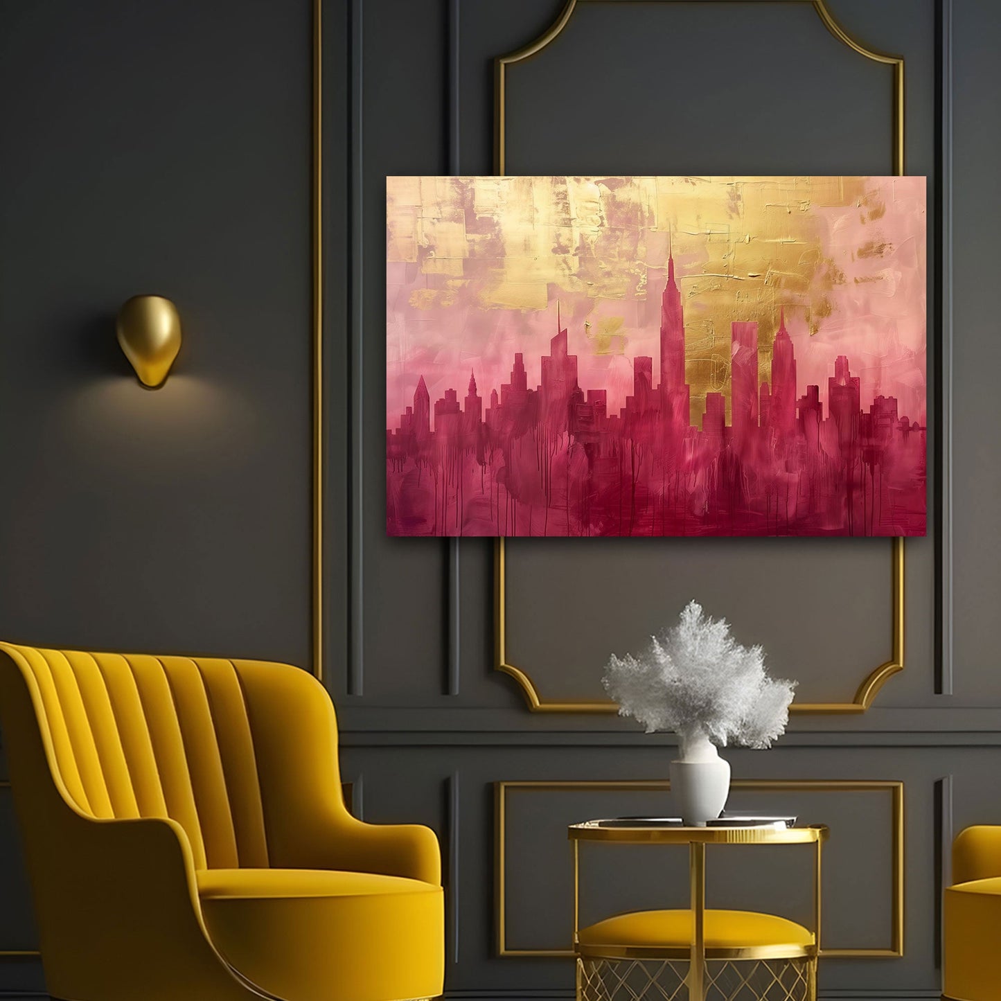Panorama urbano astratto moderno dai toni vivaci quadro