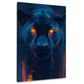 Pantera nera occhi neon ritratto animale futuristico quadro