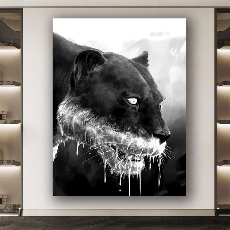 Pantera ritratto animale selvaggio arte intensa quadro