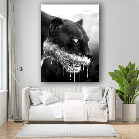 Pantera ritratto animale selvaggio arte intensa quadro