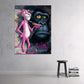 Pantera Rosa artista con gorilla su muro graffiti urbano quadro