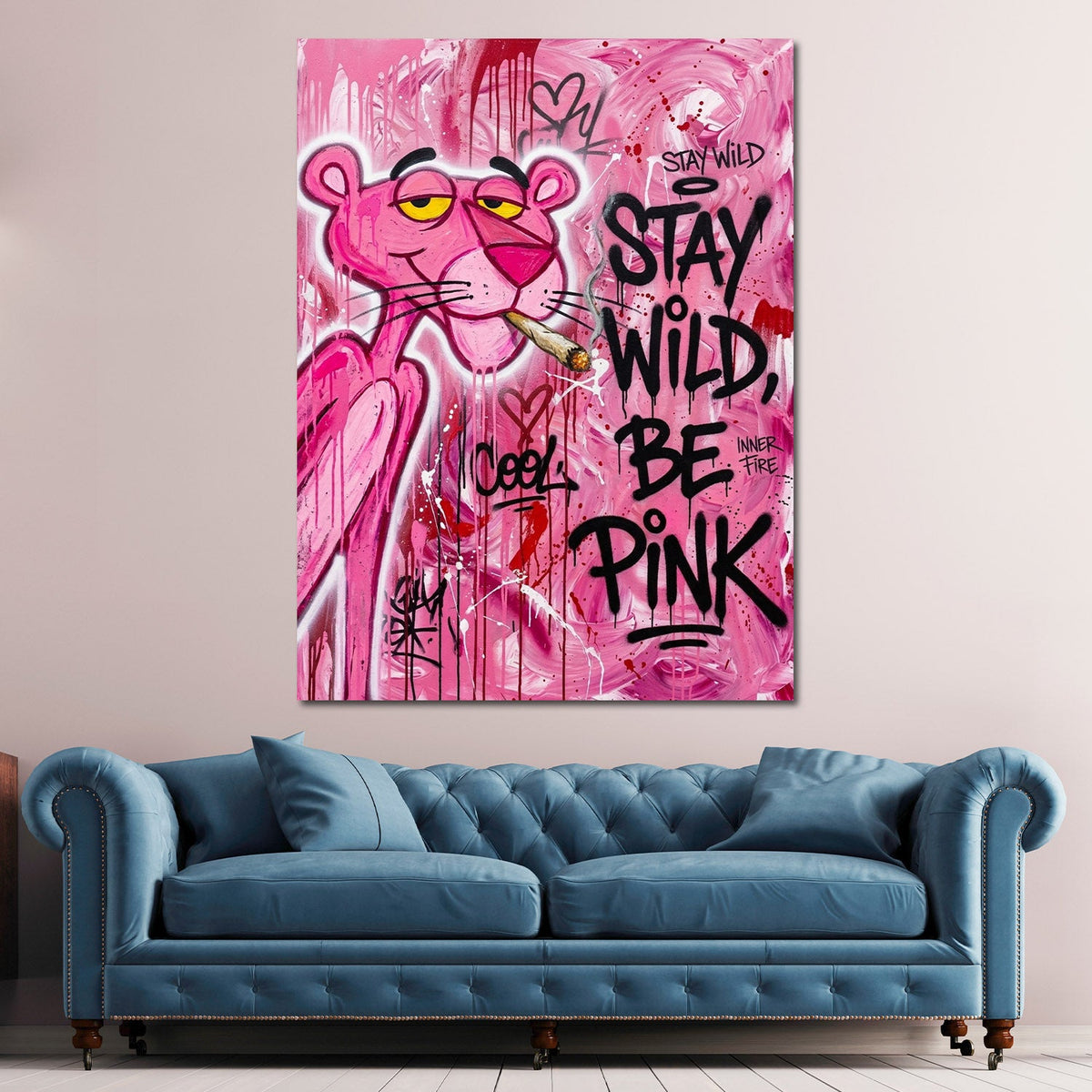 Pantera Rosa Stay Wild Pop Art Graffiti colorato quadro