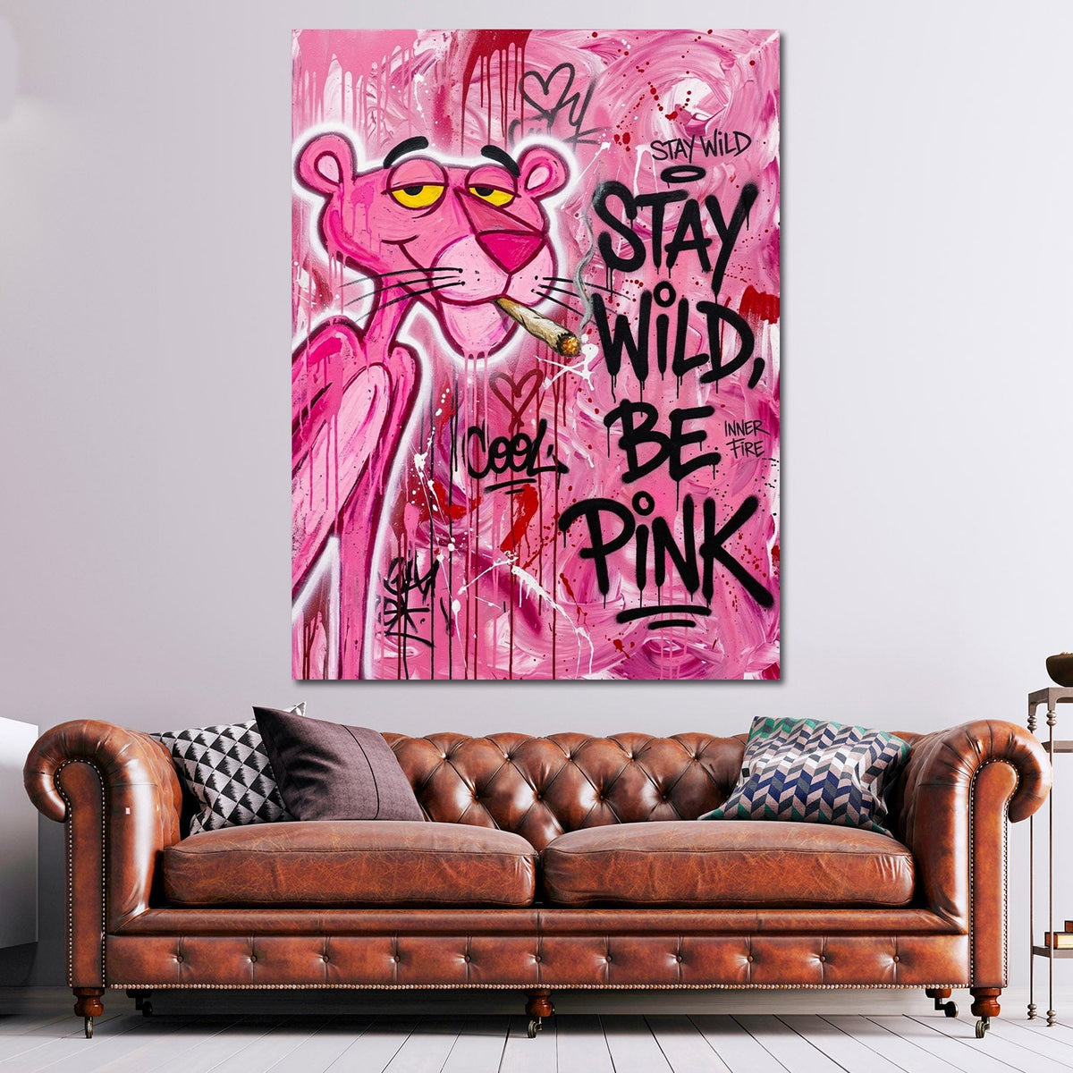 Pantera Rosa Stay Wild Pop Art Graffiti colorato quadro
