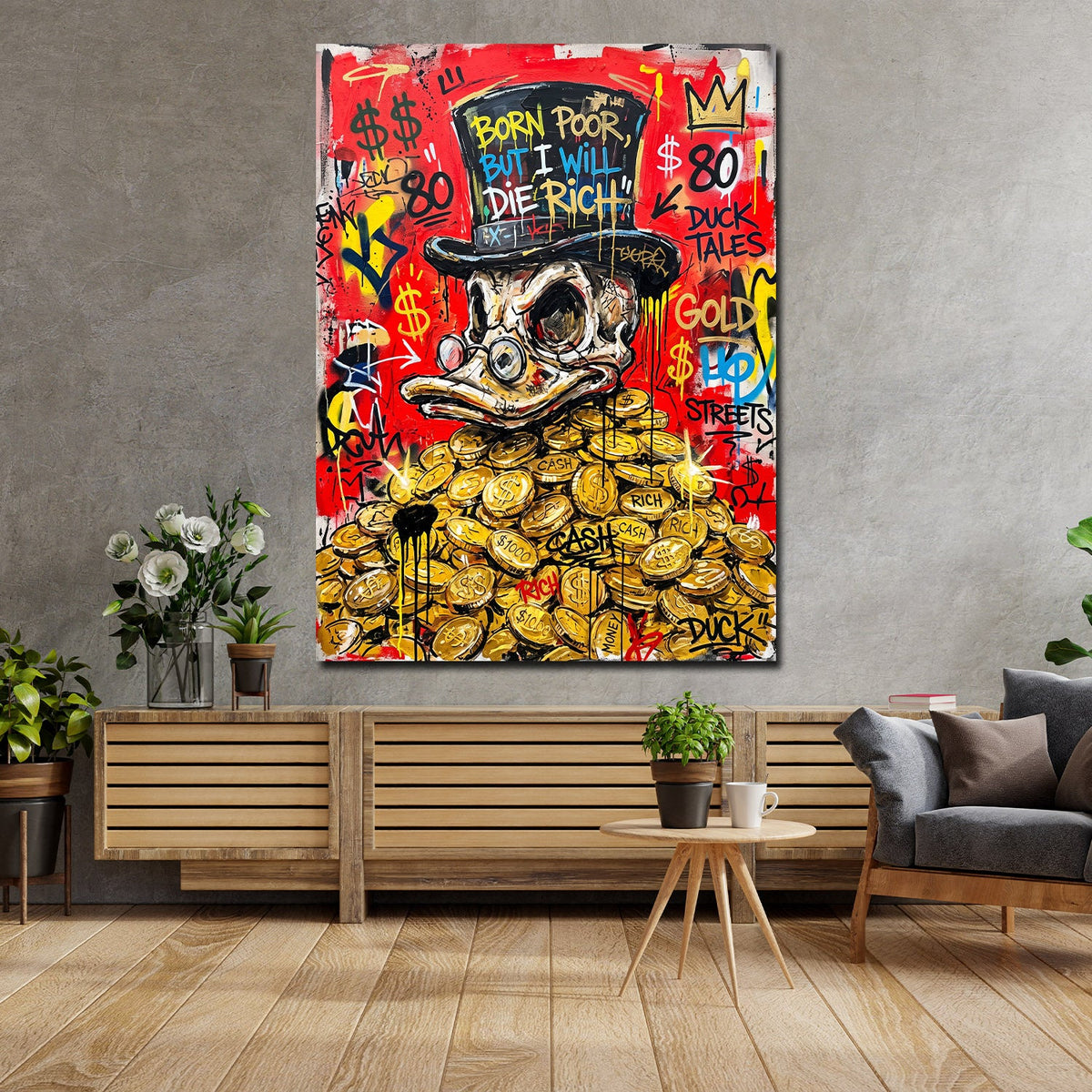 Quadro papero sulle monete d'oro Pop Art in ufficio