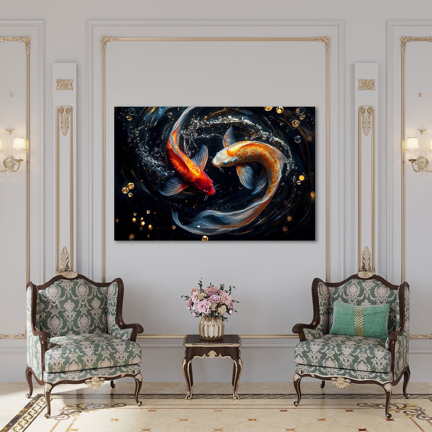 Pesce koi astratto dai colori decisi e brillanti quadro