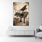 Pianoforte a coda vintage con spartito musicale sepia quadro