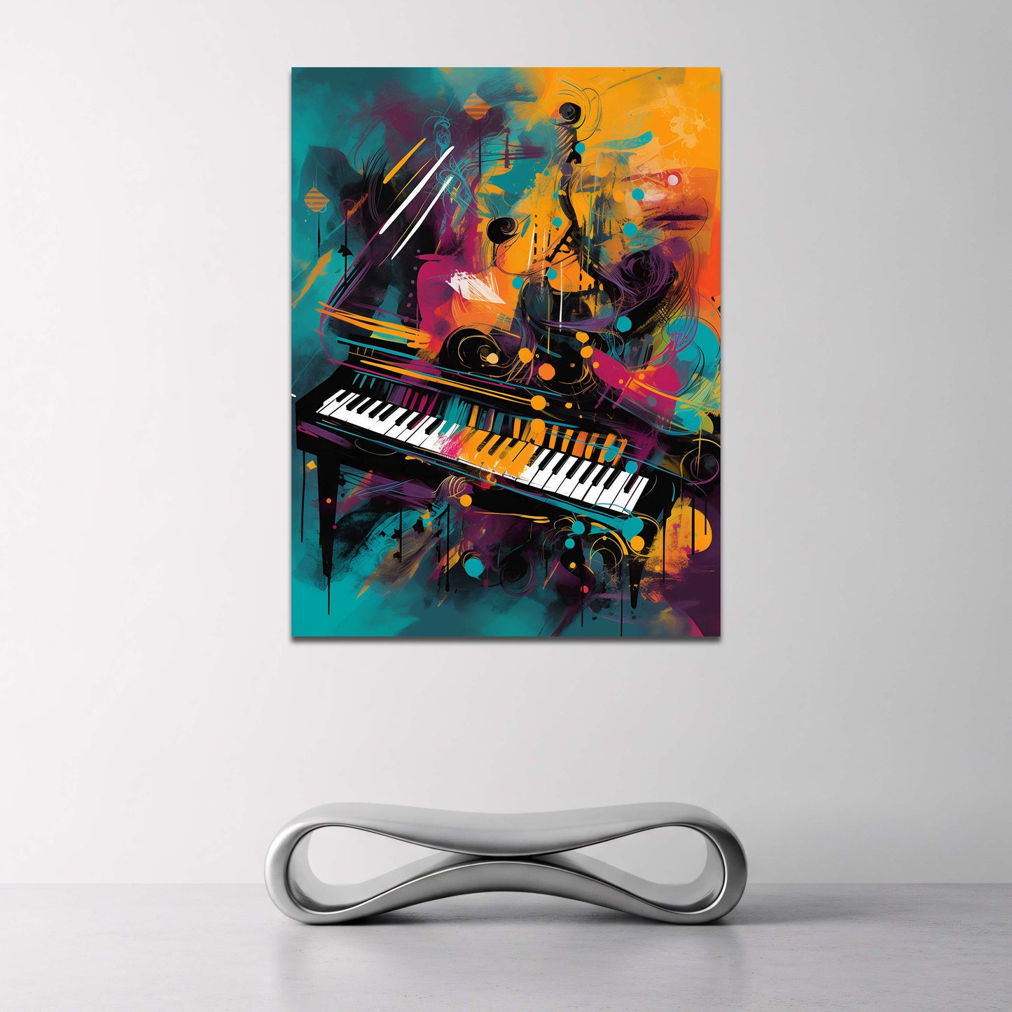 Pianoforte pop art colorato con pennellate astratte quadro