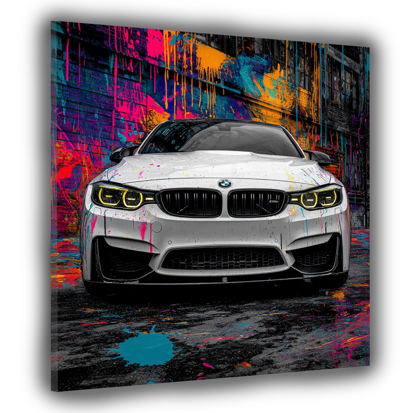 Pop Art auto sportivo colori bmw strada quadro