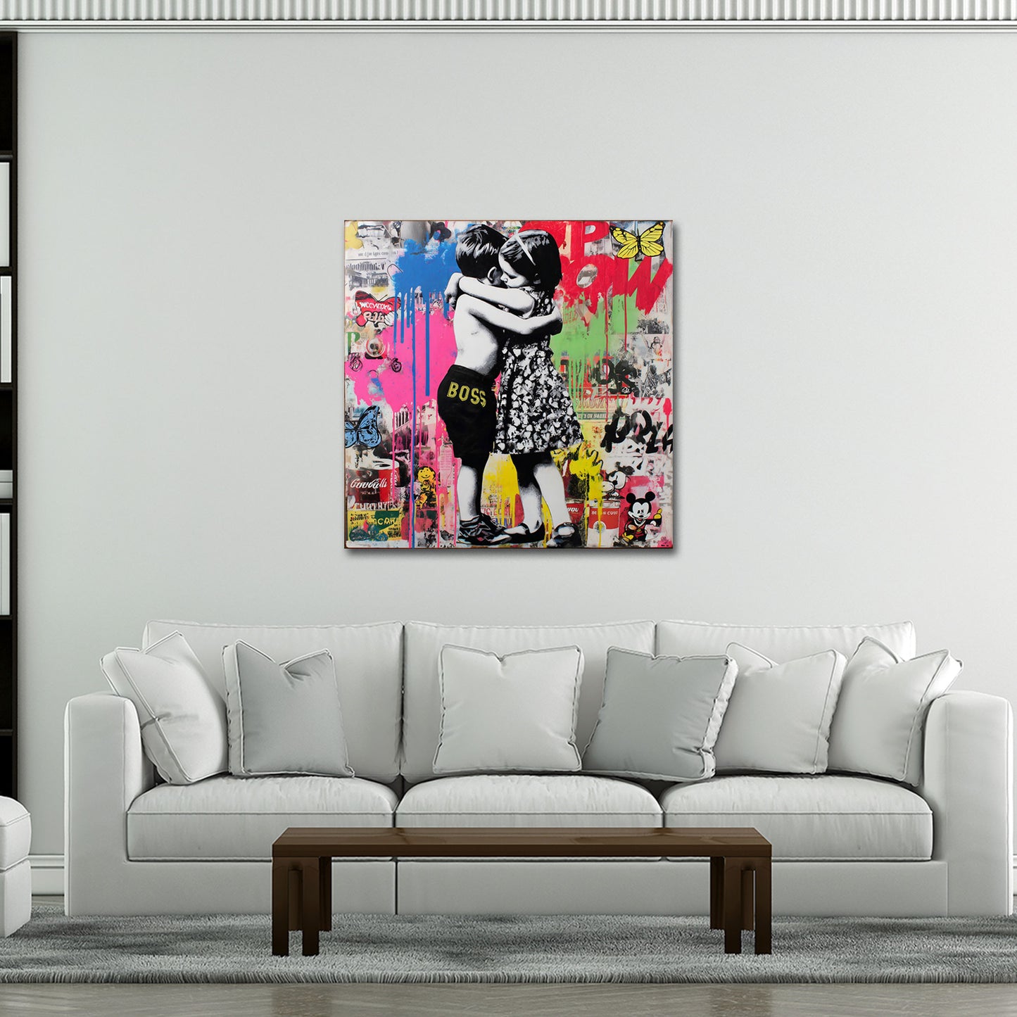 Pop Art bambini abbraccio amore collage colorato graffiti quadro