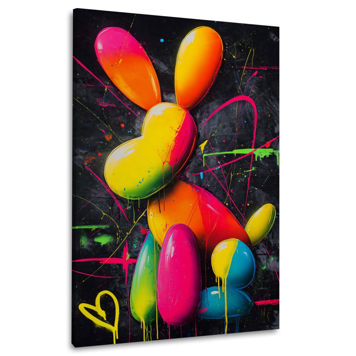 Pop art cane palloncino colorato neon stile astratto quadro