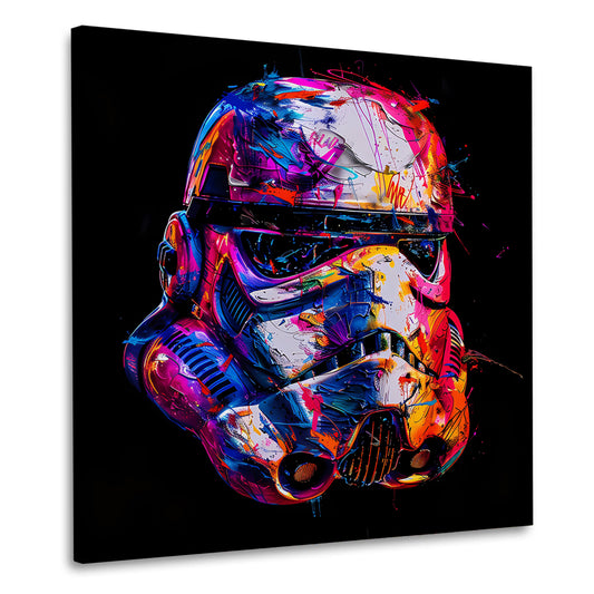 Pop Art casco futuristico colori accesi sfondo nero quadro