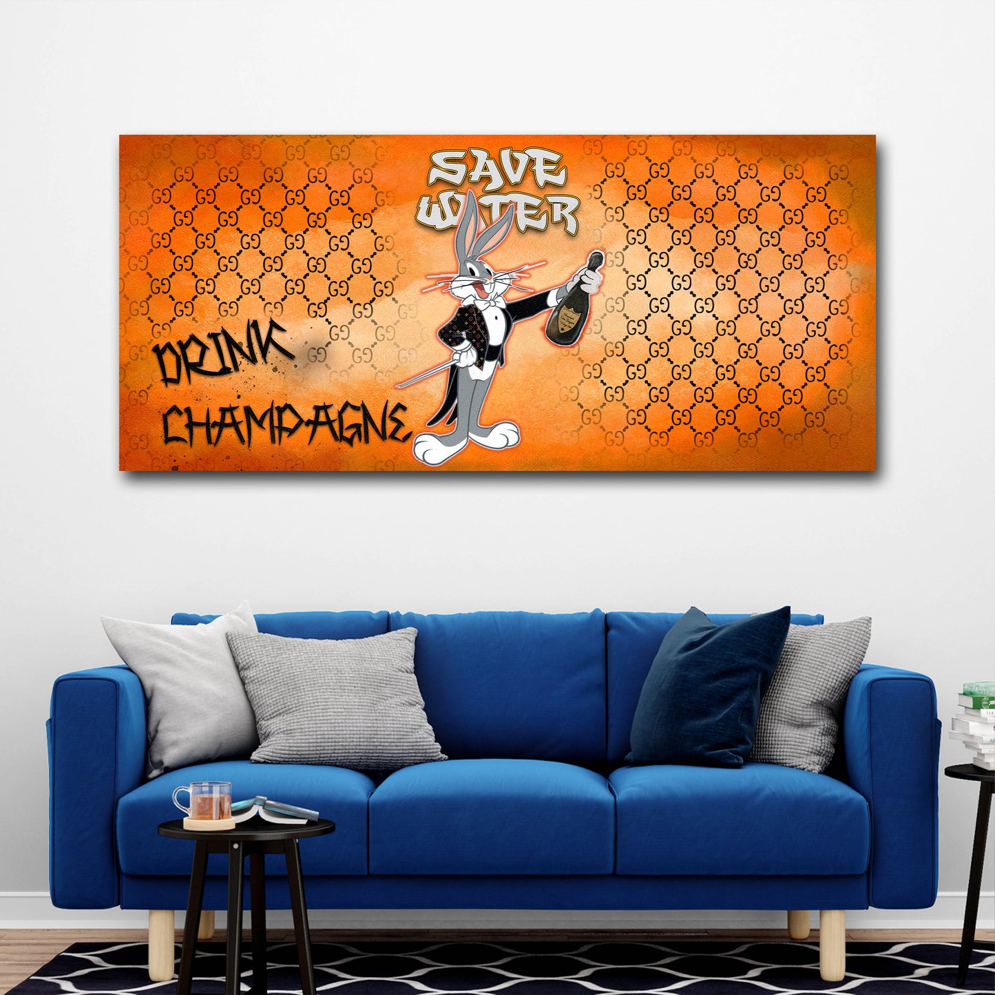 Pop Art coniglio champagne lusso umorismo quadro