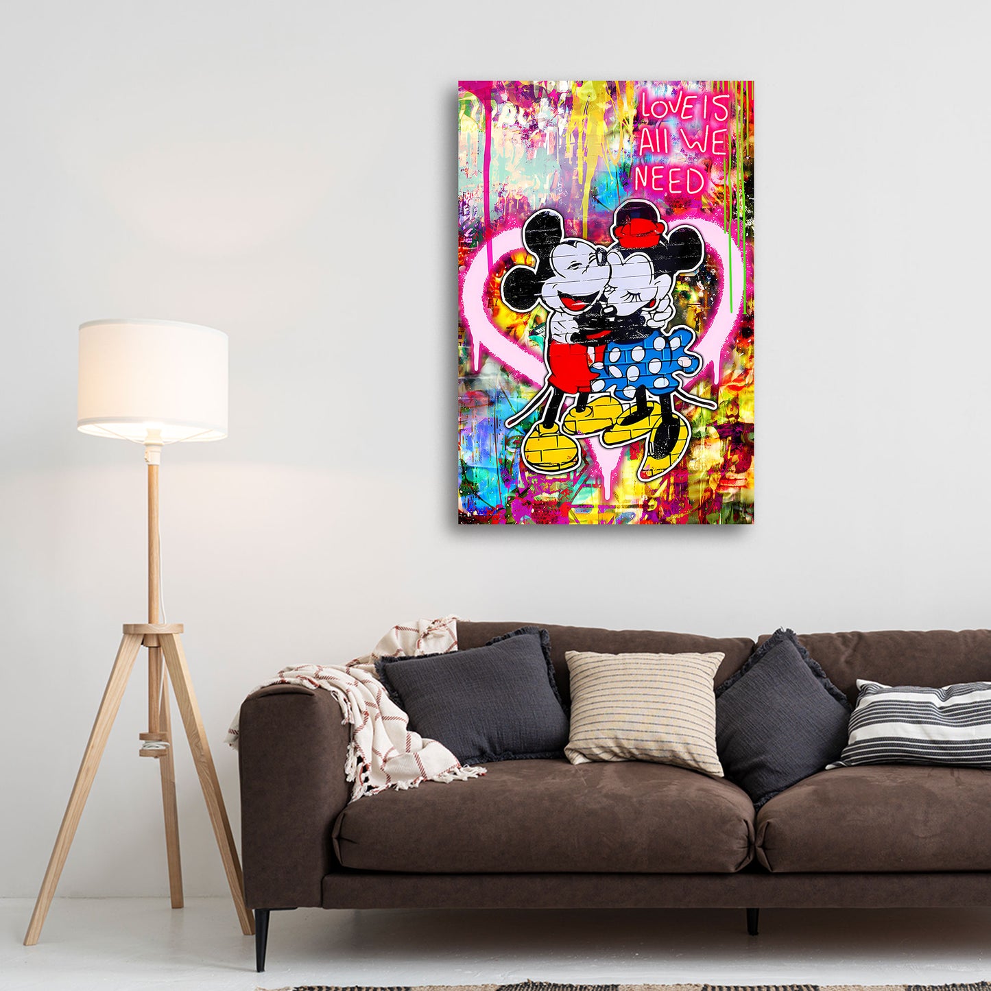 Pop art coppia topo amore cuore neon quadro