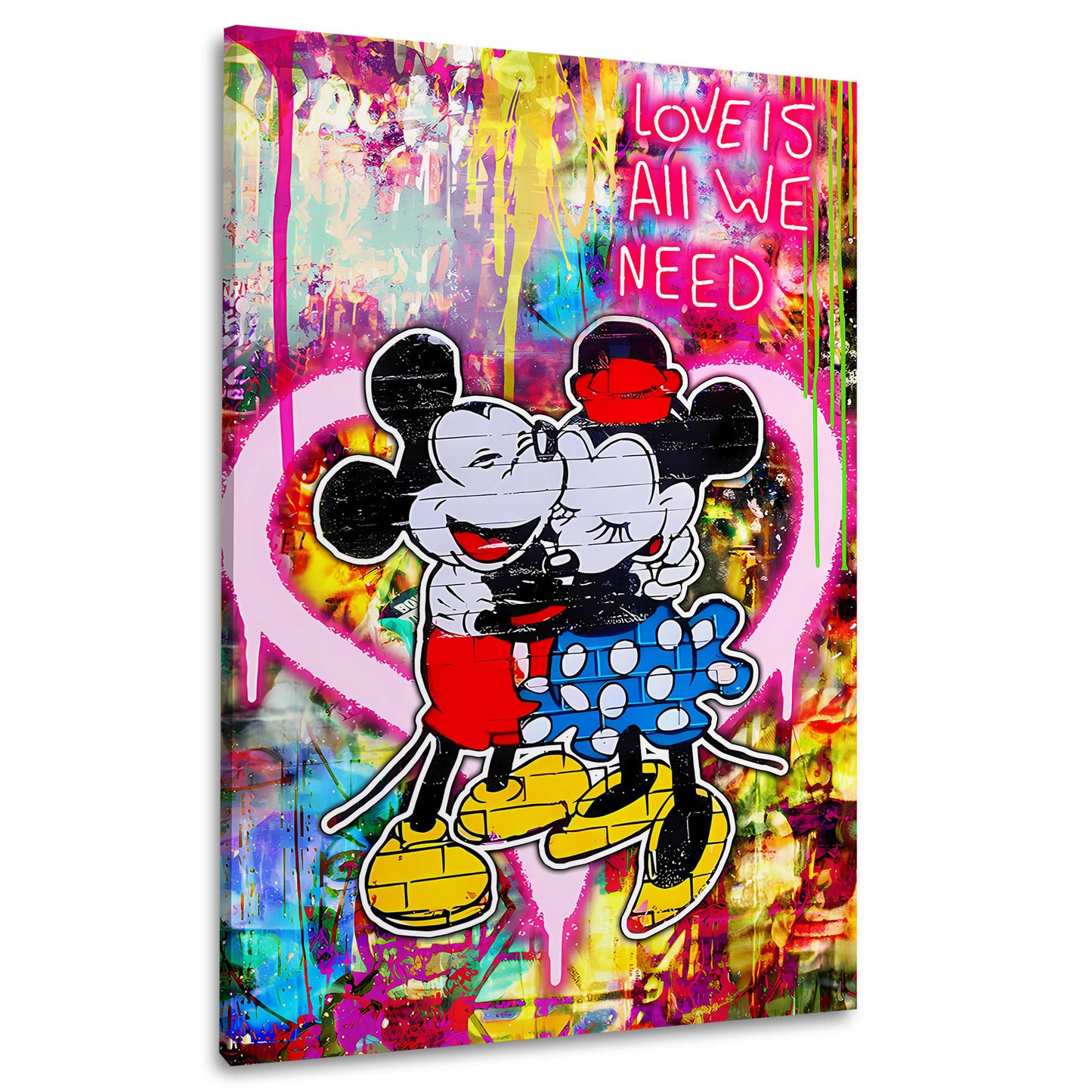 Pop art coppia topo amore cuore neon quadro