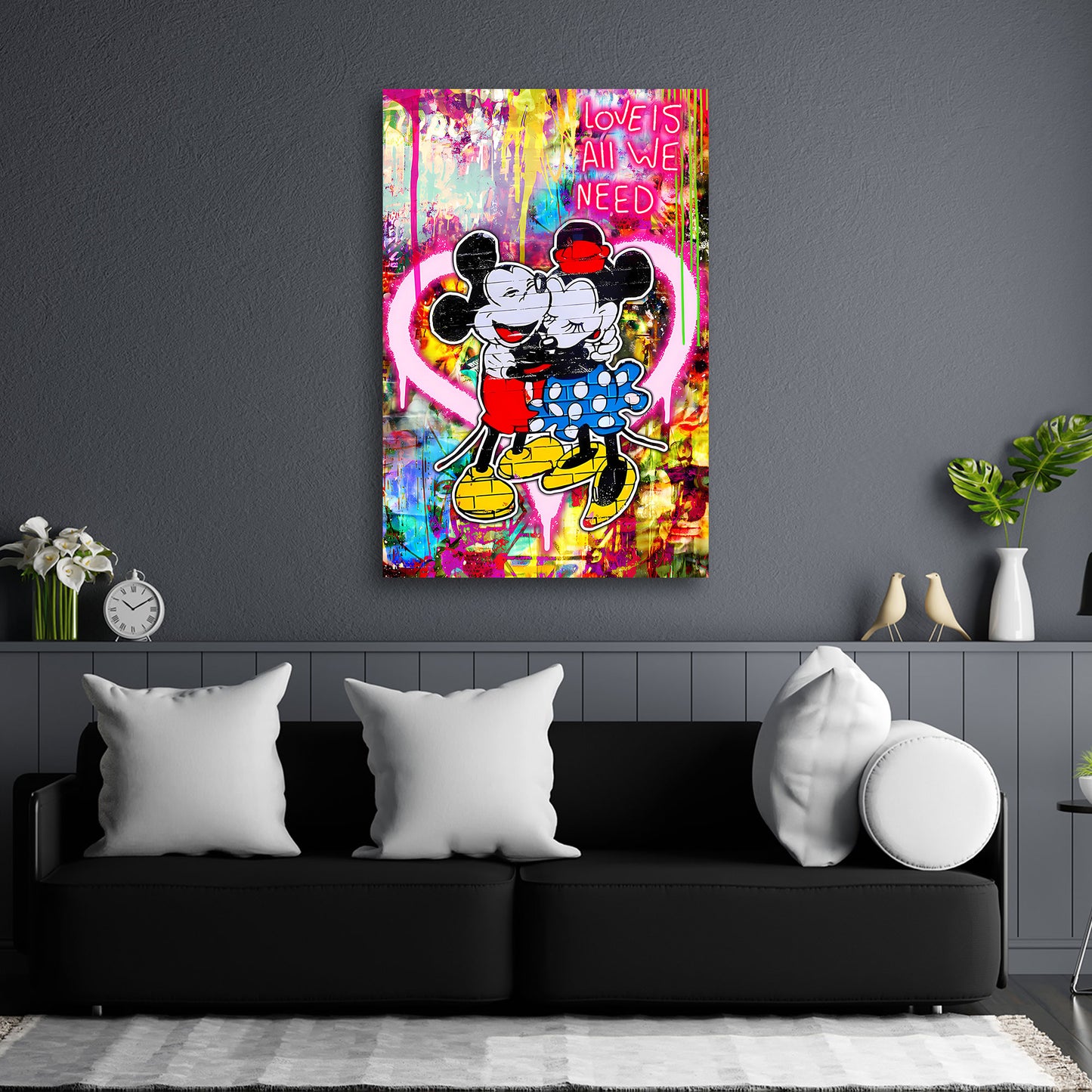 Pop art coppia topo amore cuore neon quadro