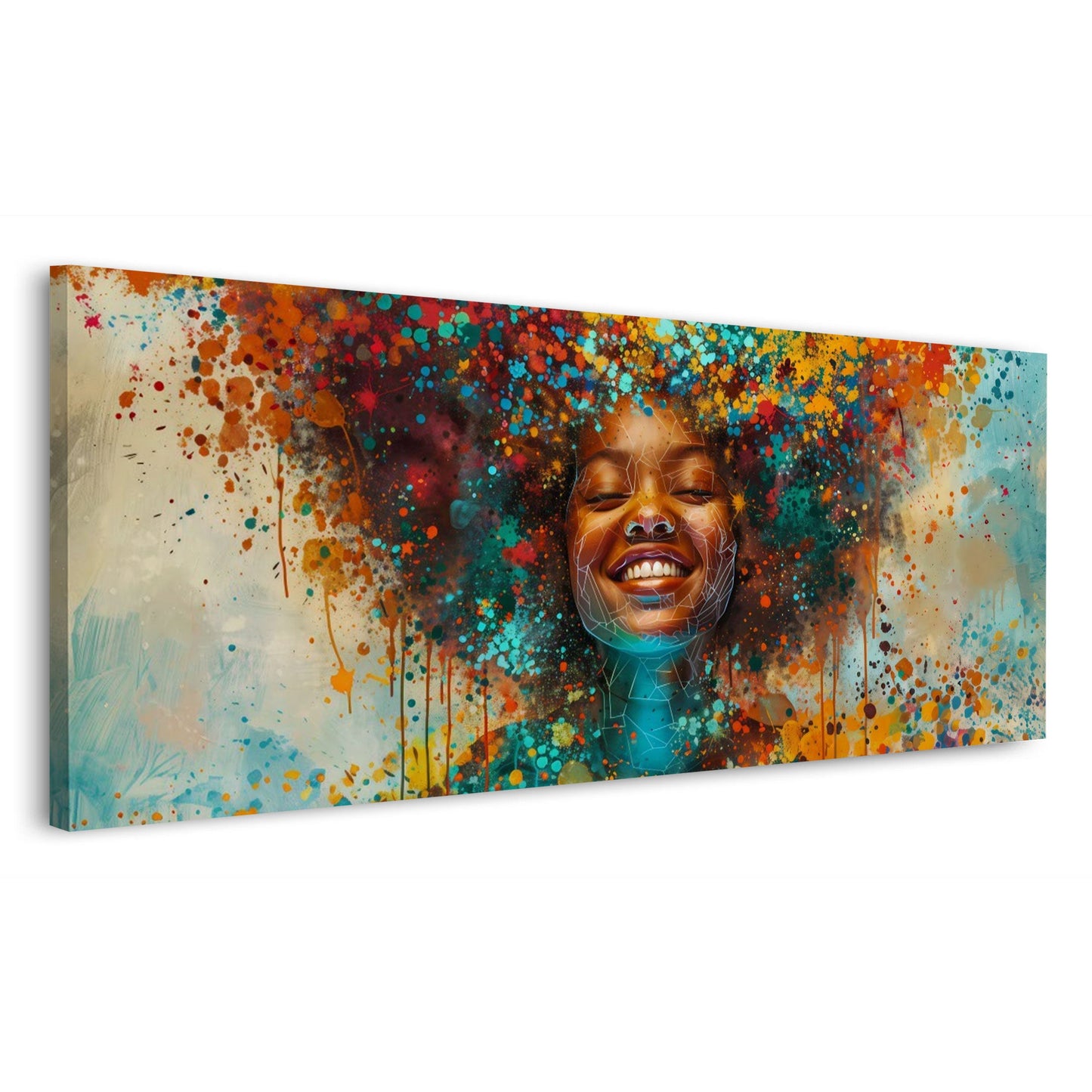 Pop Art donna africana ritratto sorriso colori vivaci quadro