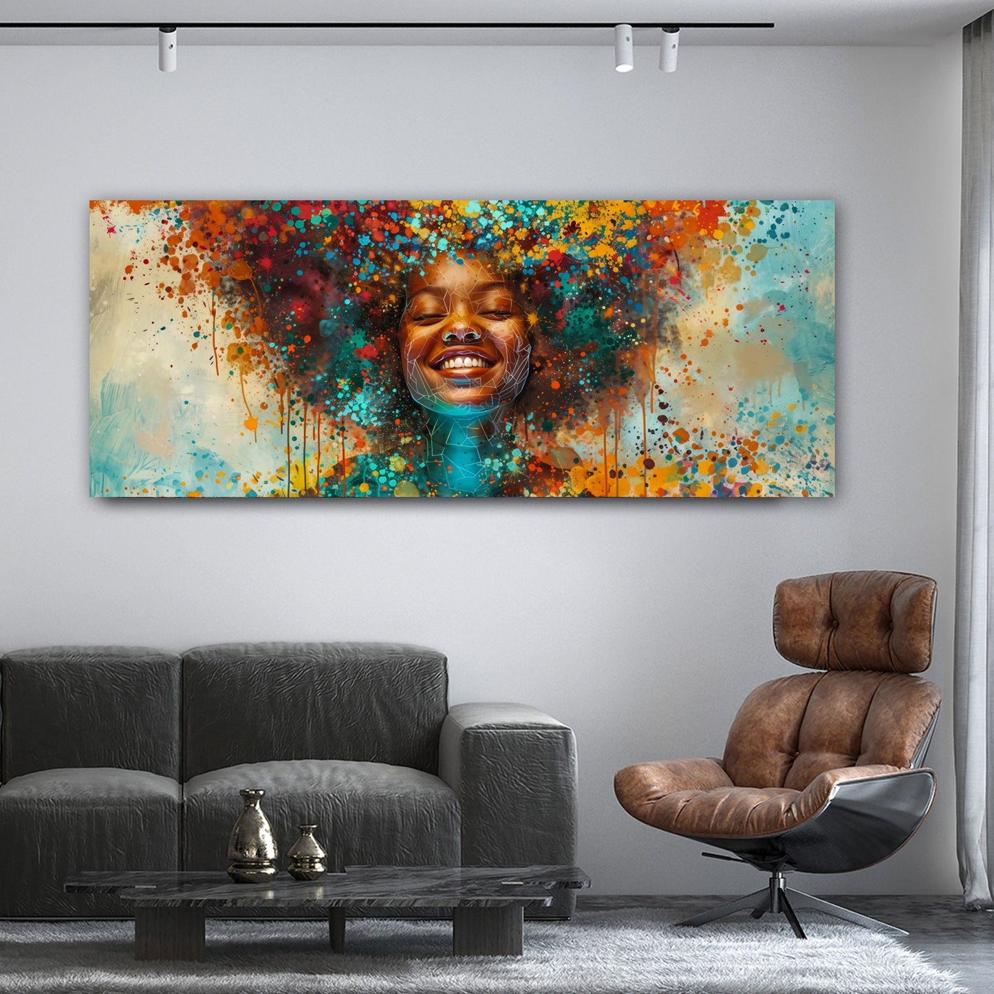 Pop Art donna africana ritratto sorriso colori vivaci quadro