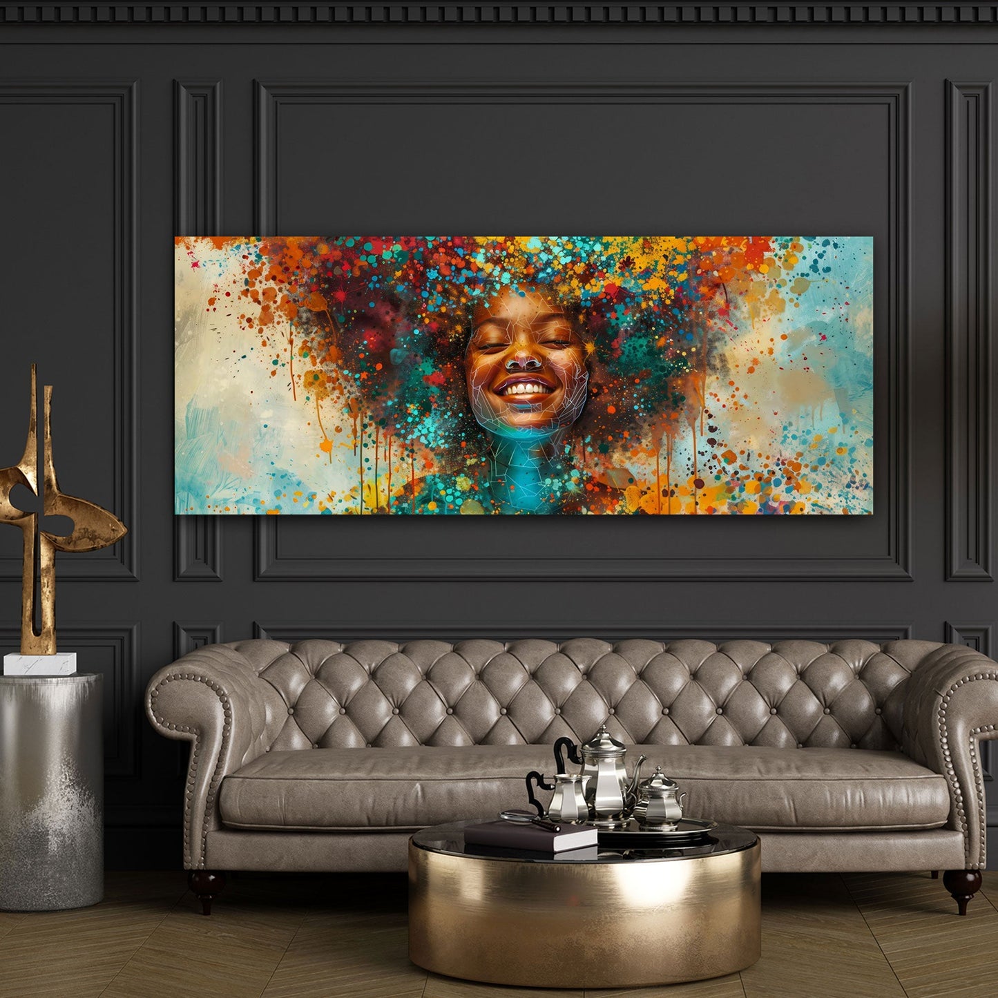 Pop Art donna africana ritratto sorriso colori vivaci quadro
