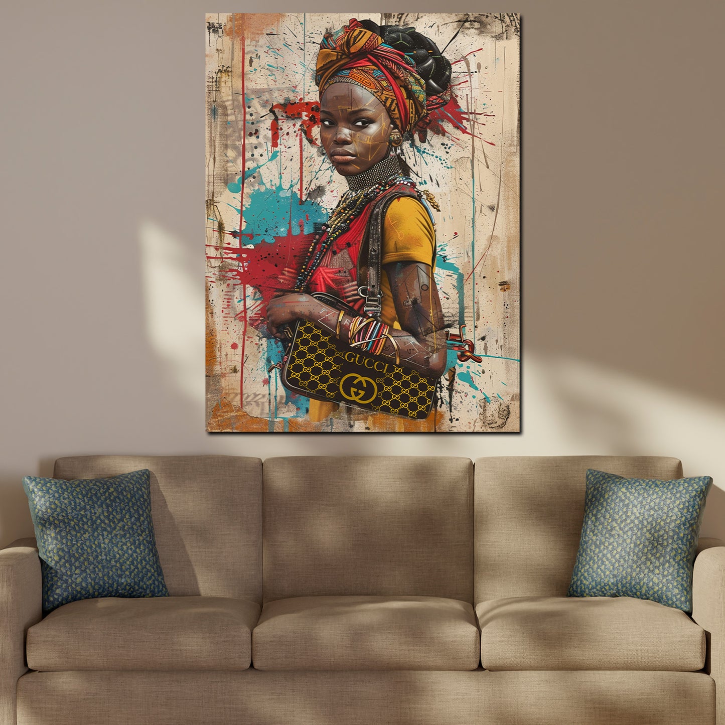 Pop Art donna africana tradizionale con lusso e stile quadro