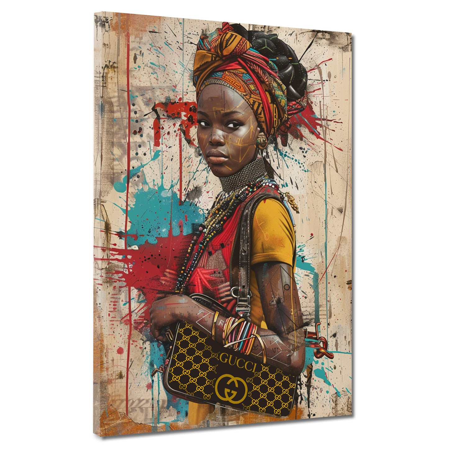 Pop Art donna africana tradizionale con lusso e stile quadro