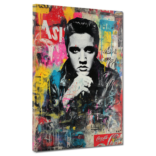 Pop Art Elvis ritratto vintage con giacca in pelle quadro