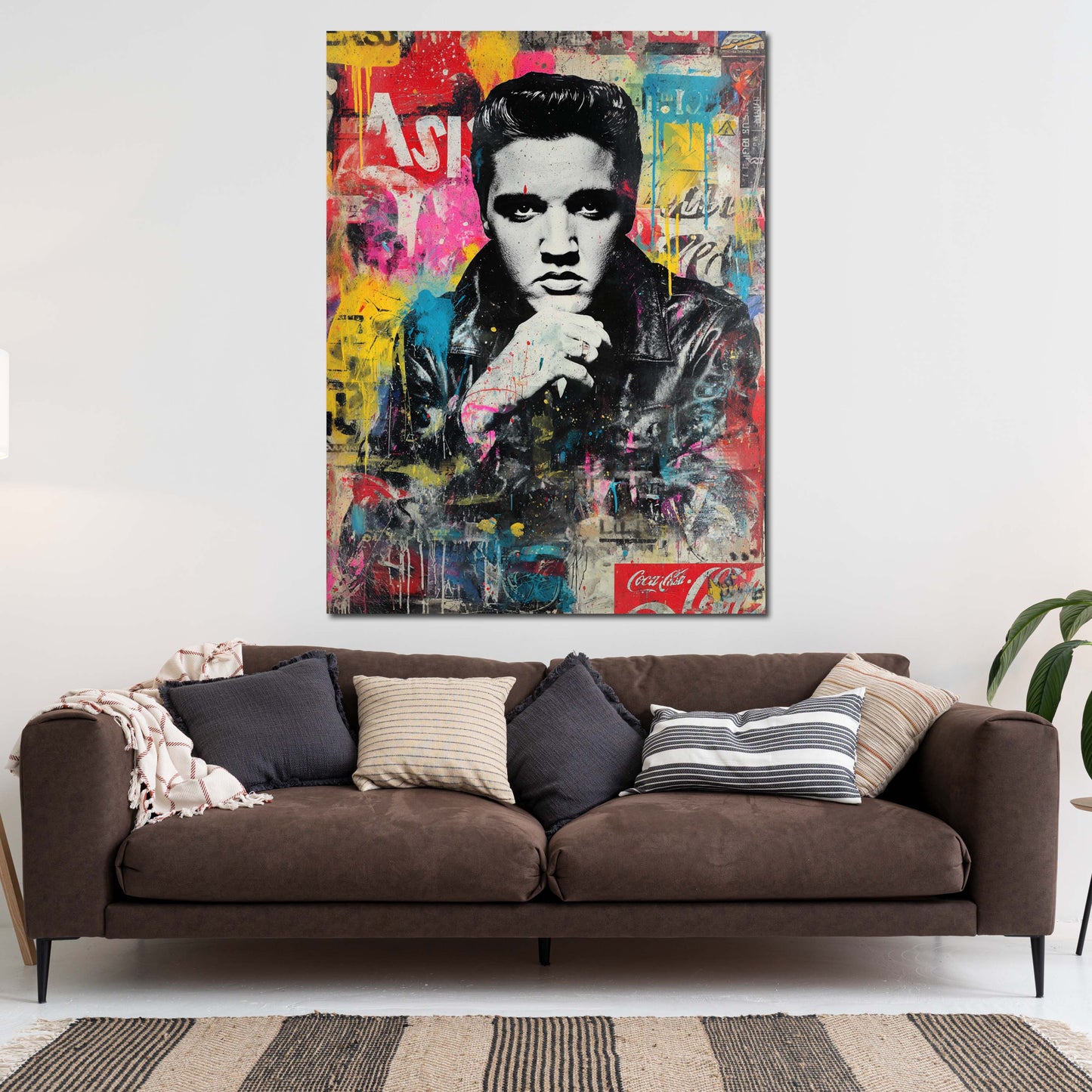 Pop Art Elvis ritratto vintage con giacca in pelle quadro
