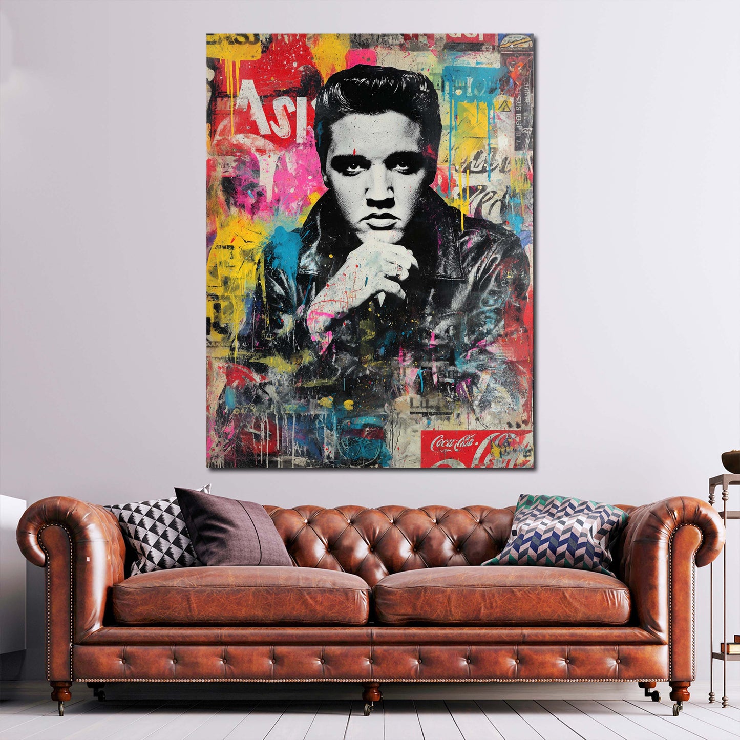 Pop Art Elvis ritratto vintage con giacca in pelle quadro