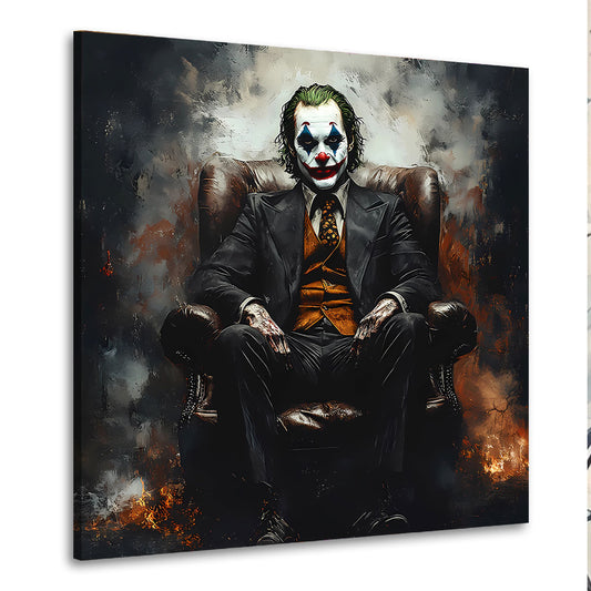 Pop Art figura clown oscura fumo fuoco quadro