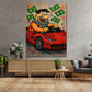 Pop Art Fred personaggio cartoon soldi auto sportiva quadro
