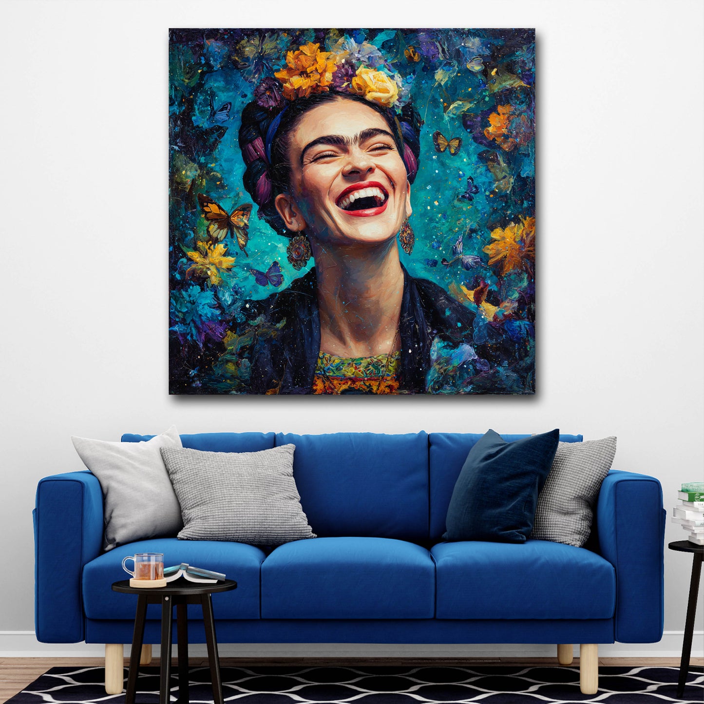 Pop Art frida fiori farfalle ritratto quadro