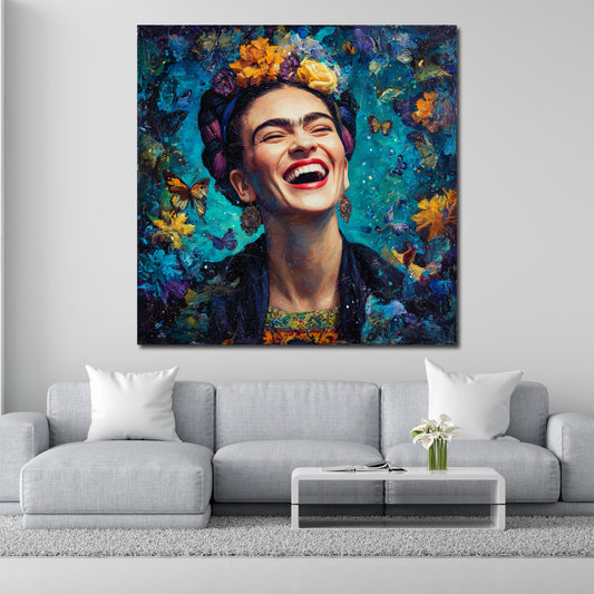 Pop Art frida fiori farfalle ritratto quadro