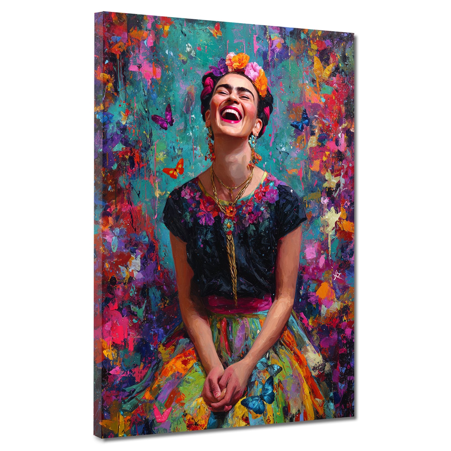 Pop Art Frida ritratto colorato donna sorridente quadro