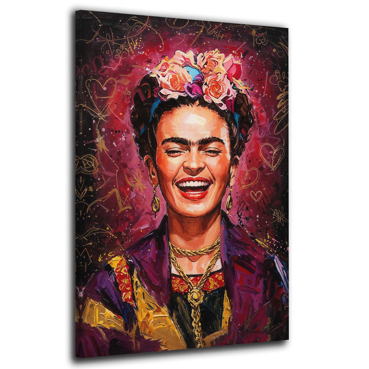 Pop art frida ritratto colorato donna sorridente quadro