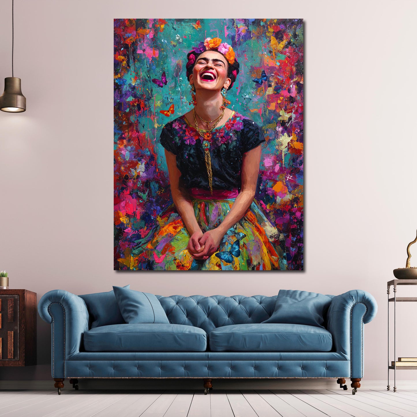 Pop Art Frida ritratto colorato donna sorridente quadro