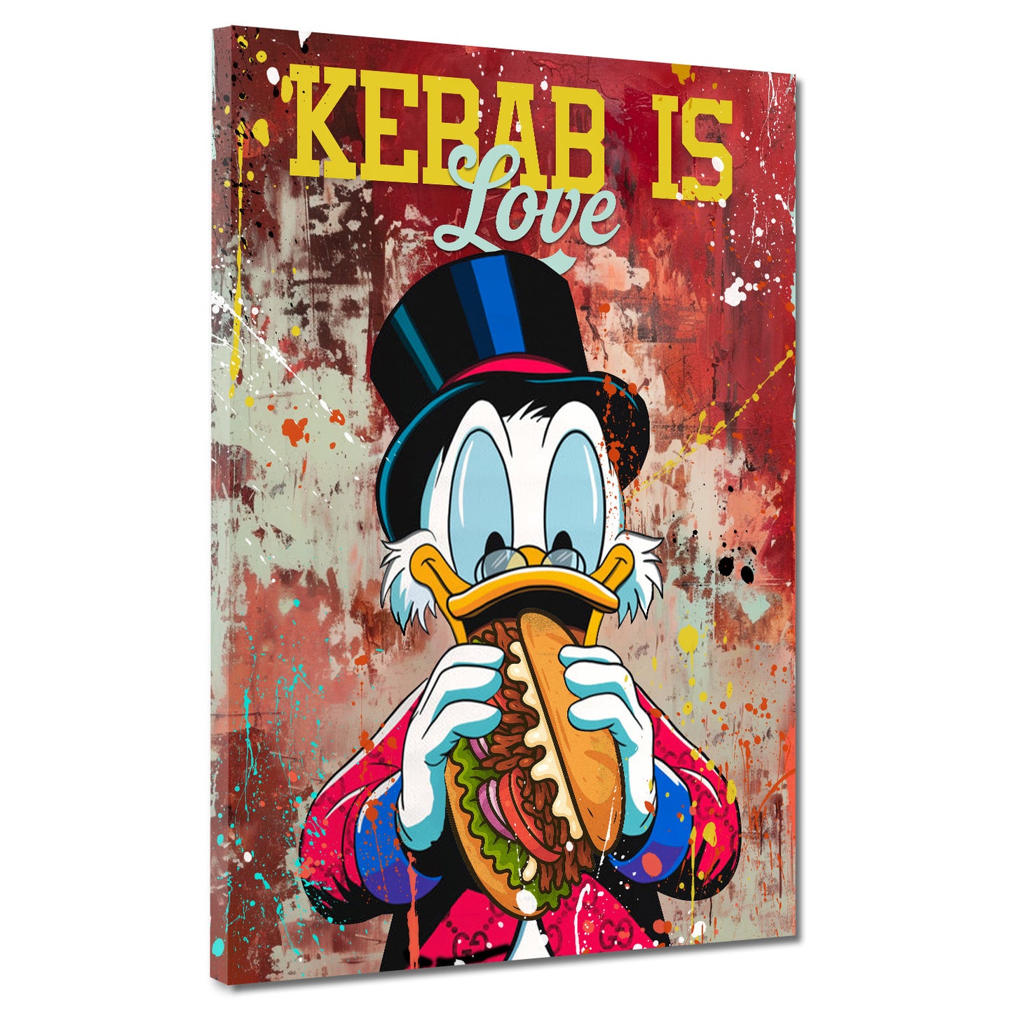 Pop Art fumetto duck kebab amore quadro